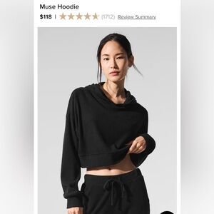 NWOT Alo Muse Black Hoodie Sweatshirt